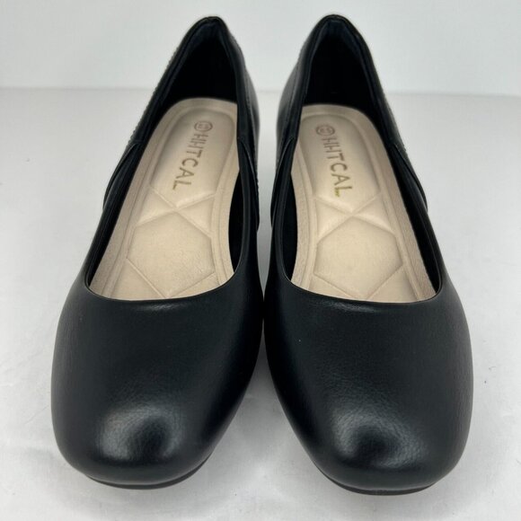 Hhtcal Womens CMJJL-683A Black Round Toe Low Block Heel Slip On Size 6.5 Pumps - Picture 3 of 9